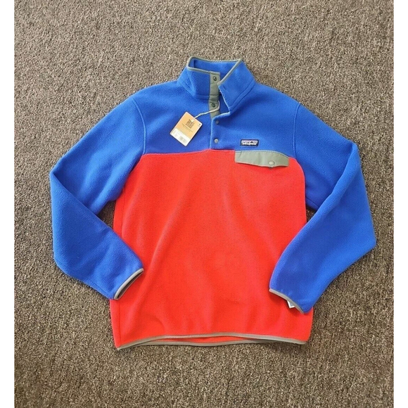 NEW Patagonia Mens Lightweight Synchilla Snap T Fleece Medium Touring Red $139 - Picture 1 of 5